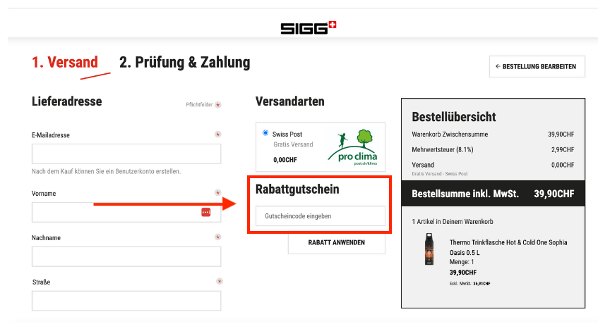 Wie verwende ich einen sigg Gutscheincode?